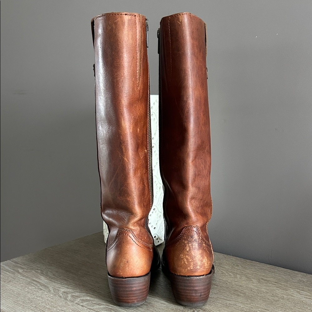 LIBERTY Black Brown Leather Boots, worn once, factory distressing - Picture 6 of 10